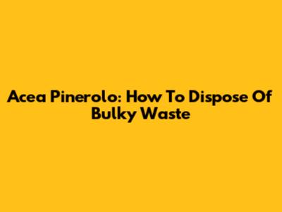 Acea Pinerolo: How To Dispose Of Bulky Waste