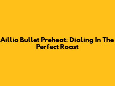 Aillio Bullet Preheat: Dialing In The Perfect Roast