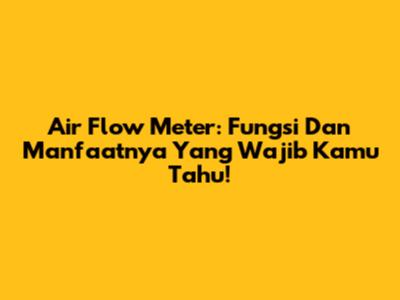 Air Flow Meter: Fungsi Dan Manfaatnya Yang Wajib Kamu Tahu!