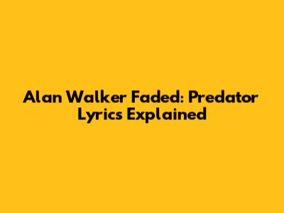 Alan Walker Faded: Predator Lyrics Explained