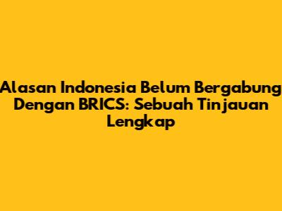 Alasan Indonesia Belum Bergabung Dengan BRICS: Sebuah Tinjauan Lengkap
