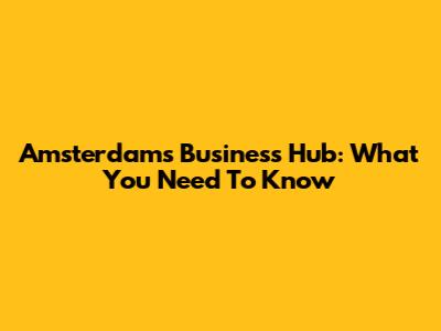 Amsterdam's Business Hub: What You Need To Know