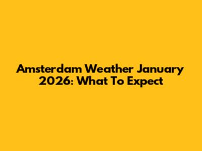 Amsterdam Weather January 2026: What To Expect