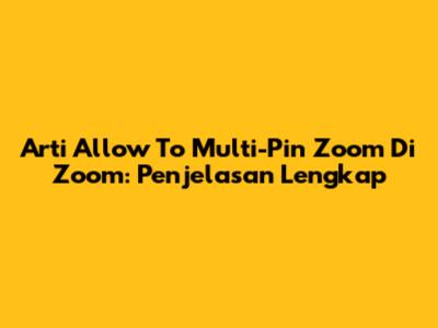 Arti 'Allow To Multi-Pin Zoom' Di Zoom: Penjelasan Lengkap