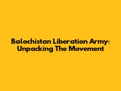 Balochistan Liberation Army: Unpacking The Movement