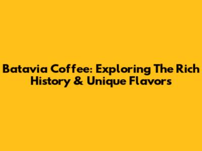 Batavia Coffee: Exploring The Rich History & Unique Flavors