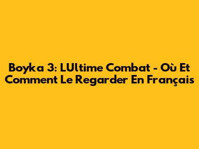 Boyka 3: L'Ultime Combat - Où Et Comment Le Regarder En Français