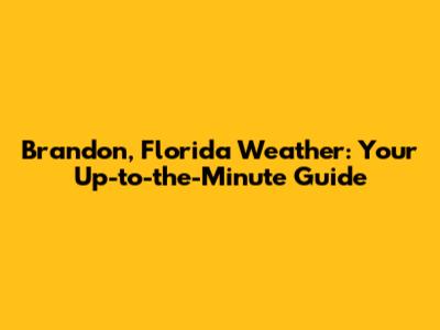 Brandon, Florida Weather: Your Up-to-the-Minute Guide