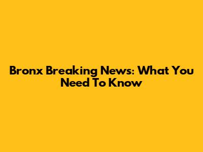 Bronx Breaking News: What You Need To Know