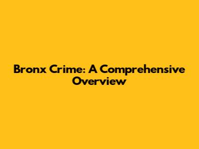 Bronx Crime: A Comprehensive Overview