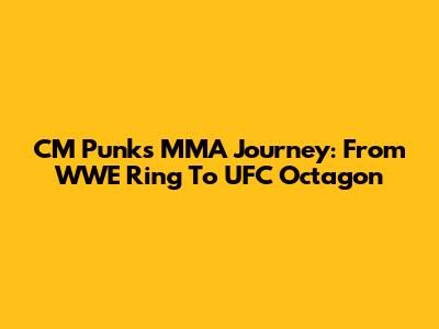 CM Punk's MMA Journey: From WWE Ring To UFC Octagon