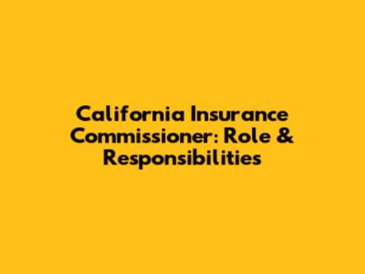 California Insurance Commissioner: Role & Responsibilities
