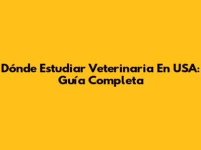 Dónde Estudiar Veterinaria En USA: Guía Completa