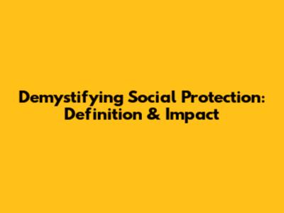 Demystifying Social Protection: Definition & Impact