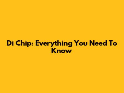 Di Chip: Everything You Need To Know