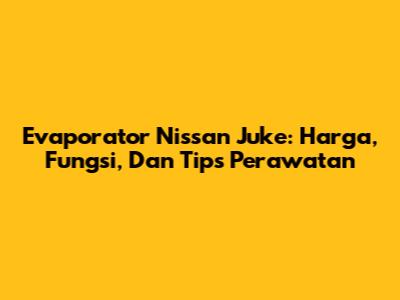 Evaporator Nissan Juke: Harga, Fungsi, Dan Tips Perawatan