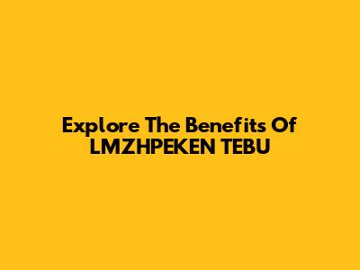 Explore The Benefits Of LMZHPEKEN TEBU