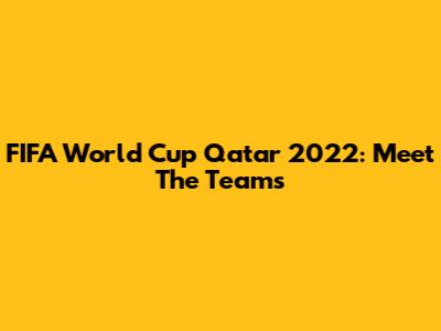 FIFA World Cup Qatar 2022: Meet The Teams