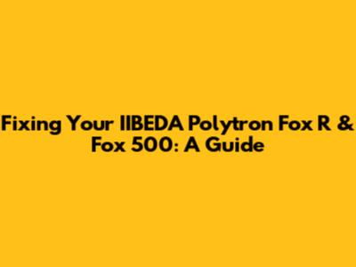Fixing Your IIBEDA Polytron Fox R & Fox 500: A Guide
