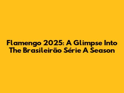 Flamengo 2025: A Glimpse Into The Brasileirão Série A Season