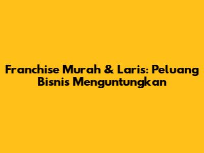 Franchise Murah & Laris: Peluang Bisnis Menguntungkan