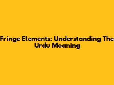 Fringe Elements: Understanding The Urdu Meaning