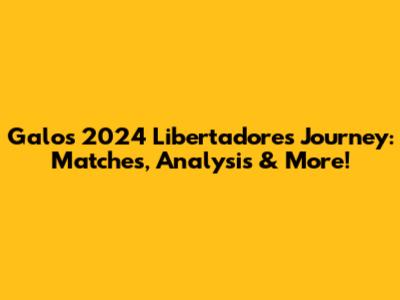 Galo's 2024 Libertadores Journey: Matches, Analysis & More!