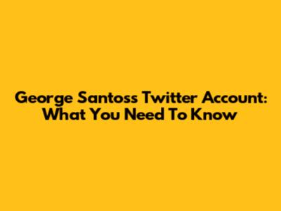George Santos's Twitter Account: What You Need To Know