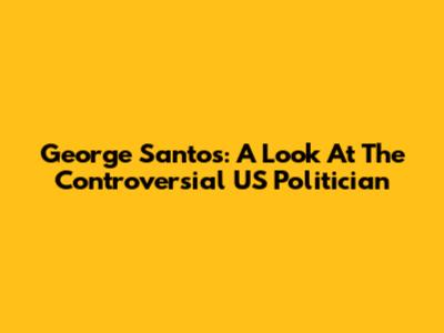 George Santos: A Look At The Controversial US Politician