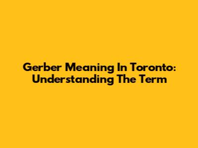 Gerber Meaning In Toronto: Understanding The Term