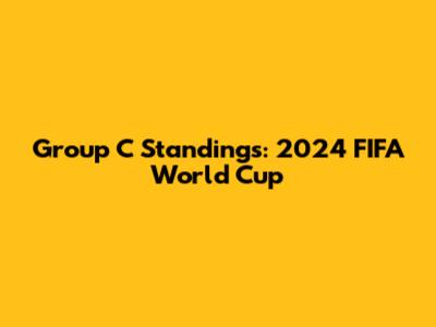Group C Standings: 2024 FIFA World Cup