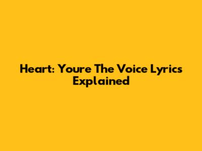 Heart: "You're The Voice" Lyrics Explained
