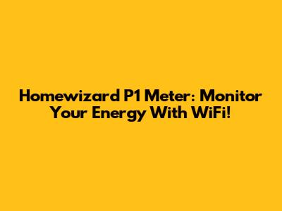 Homewizard P1 Meter: Monitor Your Energy With WiFi!