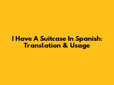 I Have A Suitcase In Spanish: Translation & Usage