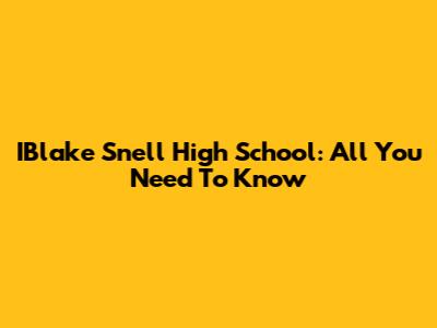 IBlake Snell High School: All You Need To Know