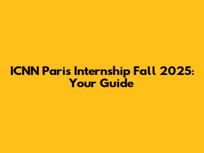 ICNN Paris Internship Fall 2025: Your Guide