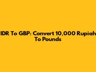 IDR To GBP: Convert 10,000 Rupiah To Pounds