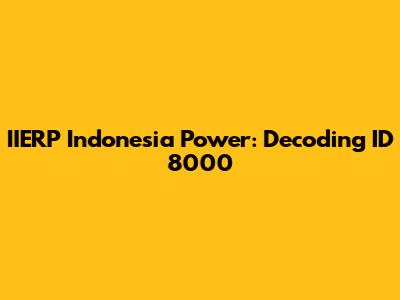 IIERP Indonesia Power: Decoding ID 8000