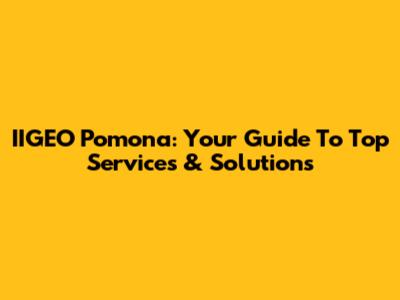 IIGEO Pomona: Your Guide To Top Services & Solutions