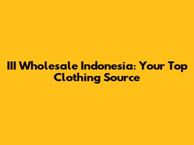 III Wholesale Indonesia: Your Top Clothing Source