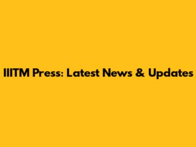 IIITM Press: Latest News & Updates