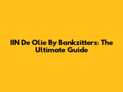 IIN De Olie By Bankzitters: The Ultimate Guide