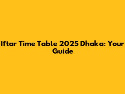 Iftar Time Table 2025 Dhaka: Your Guide