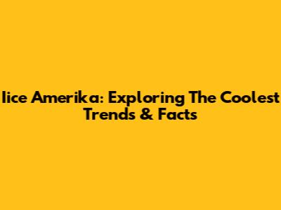 Iice Amerika: Exploring The Coolest Trends & Facts