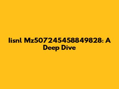 Iisnl Mz507245458849828: A Deep Dive