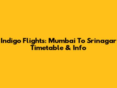 Indigo Flights: Mumbai To Srinagar Timetable & Info