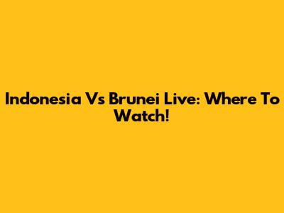 Indonesia Vs Brunei Live: Where To Watch!