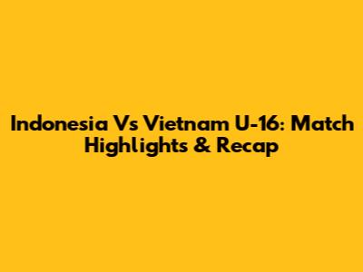 Indonesia Vs Vietnam U-16: Match Highlights & Recap