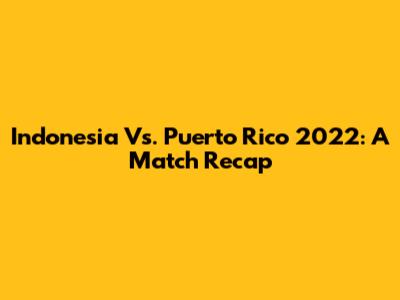 Indonesia Vs. Puerto Rico 2022: A Match Recap