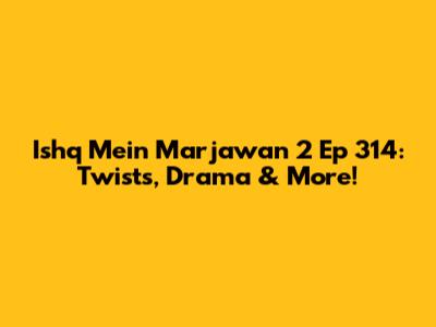 Ishq Mein Marjawan 2 Ep 314: Twists, Drama & More!